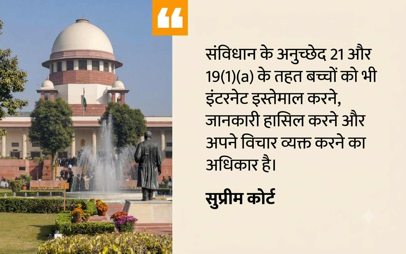 सुप्रीम कोर्ट बच्चों का इंटरनेट अधिकार: इंटरनेट से दूर रखना बेतुका, SC ने दिए कड़े निर्देश