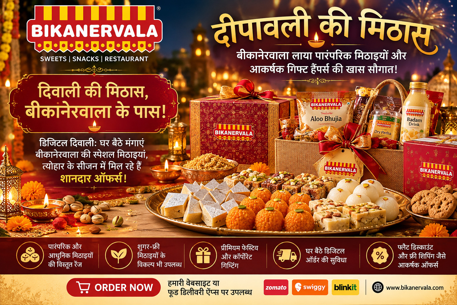 बीकानेरवाला दिवाली मिठाई: पारंपरिक स्वाद और आकर्षक गिफ्ट हैंपर्स की खास सौगात, जानें शानदार ऑफर्स