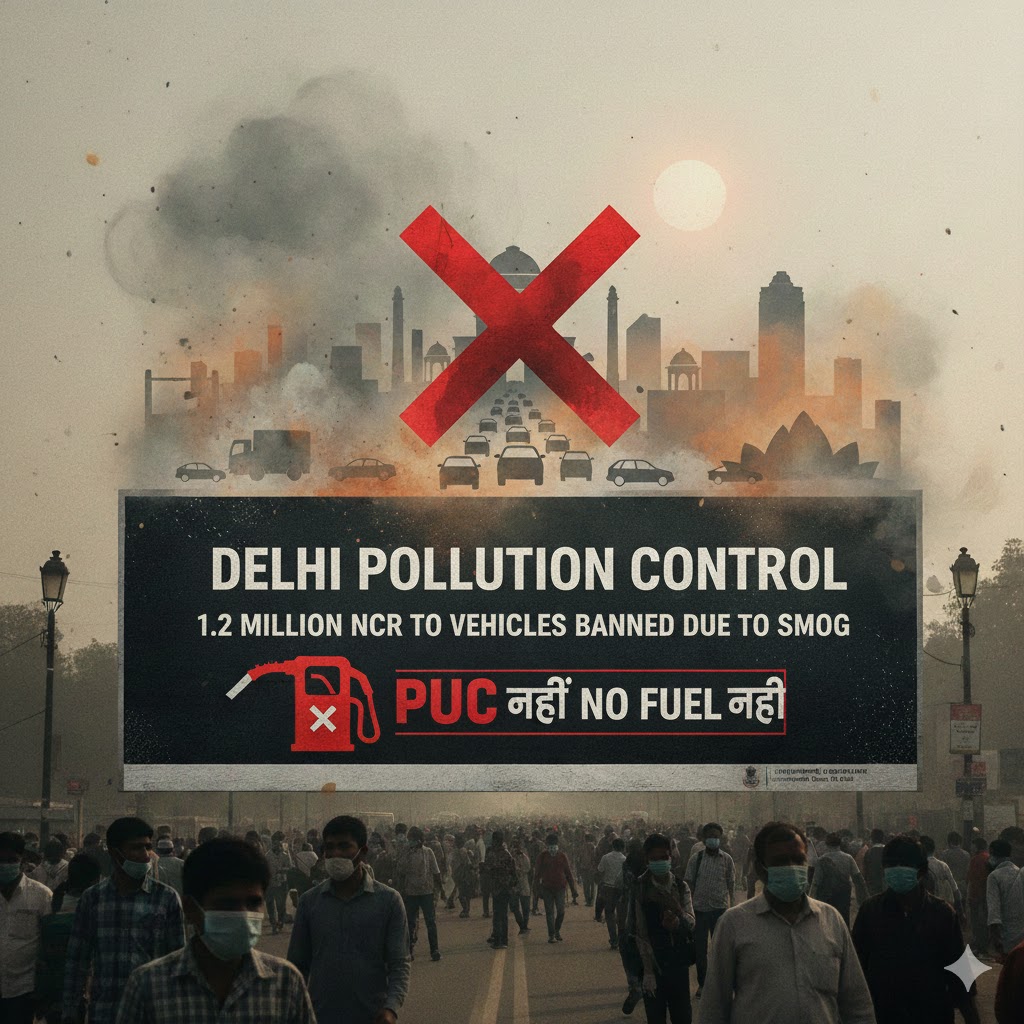 दिल्ली प्रदूषण नियंत्रण: स्मॉग से निपटने के लिए NCR से आने वाले 12 लाख वाहनों पर रोक, PUC नहीं तो ईंधन नहीं