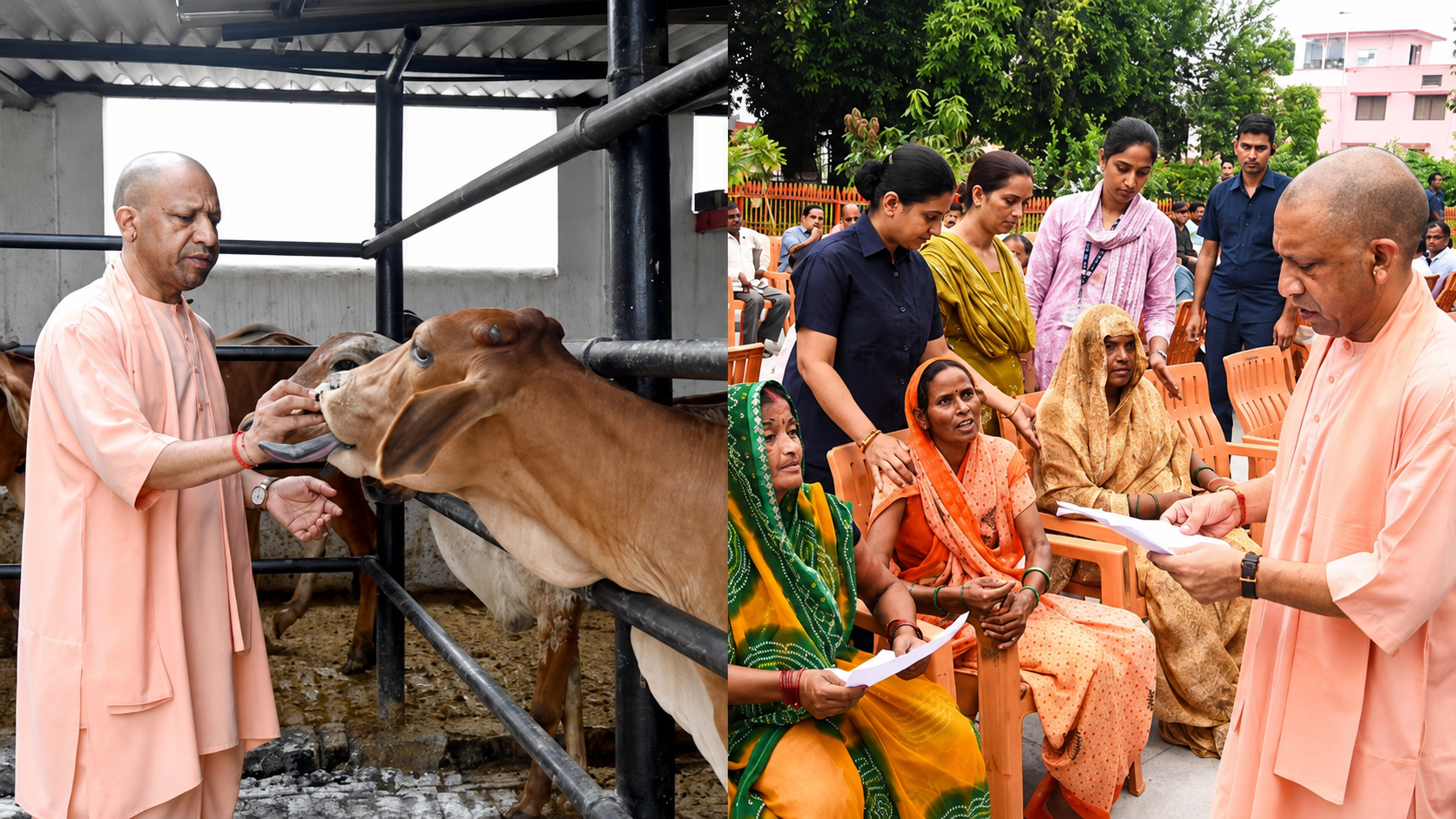 गोरखपुर: CM योगी का जनता दर्शन, अफसरों को सख्त निर्देश, गौशाला में की गौ सेवा